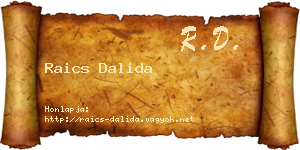 Raics Dalida névjegykártya